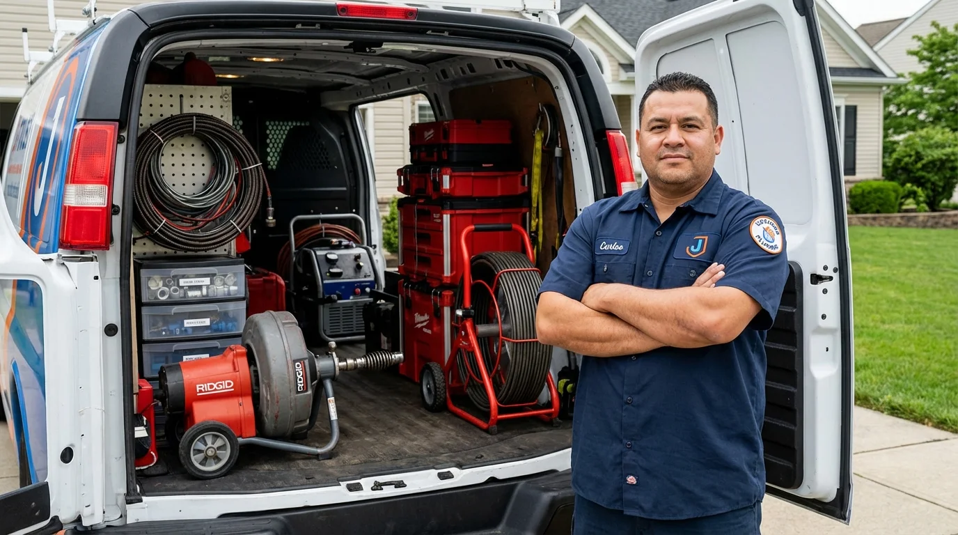Professional drain cleaning equipment and Johns Plumbing LLC plumber in Owings