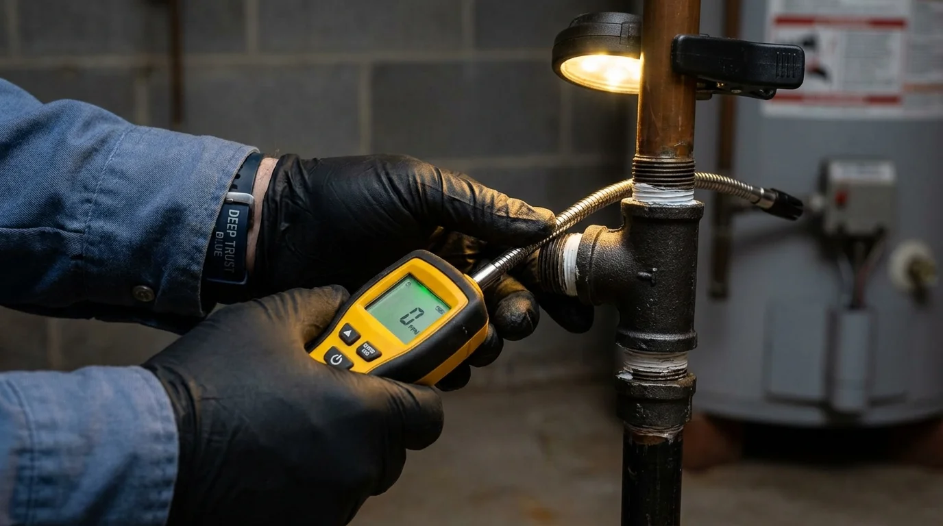 Gas leak detection with electronic sniffer by Johns Plumbing LLC in Owings