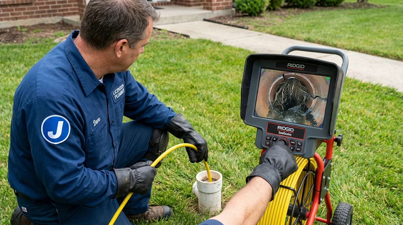 Sewer camera inspection being performed by Johns Plumbing LLC in Owings